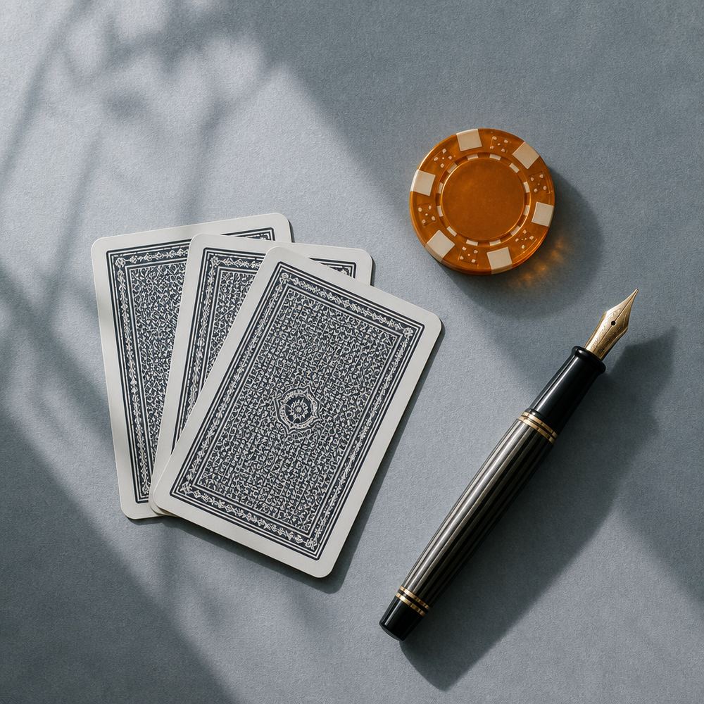 Cards and pen still life